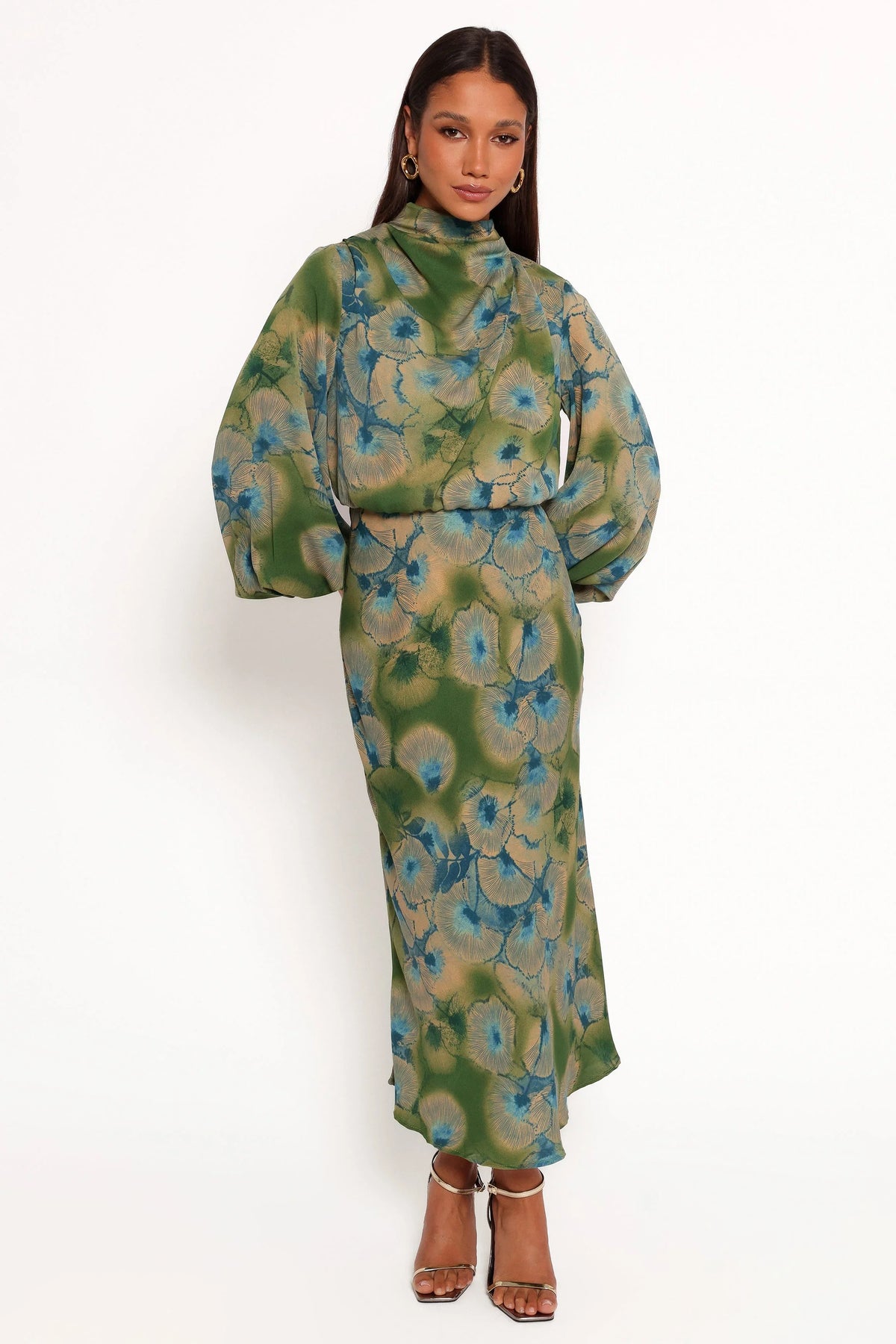 Perrie Long Sleeve Midi Dress Green