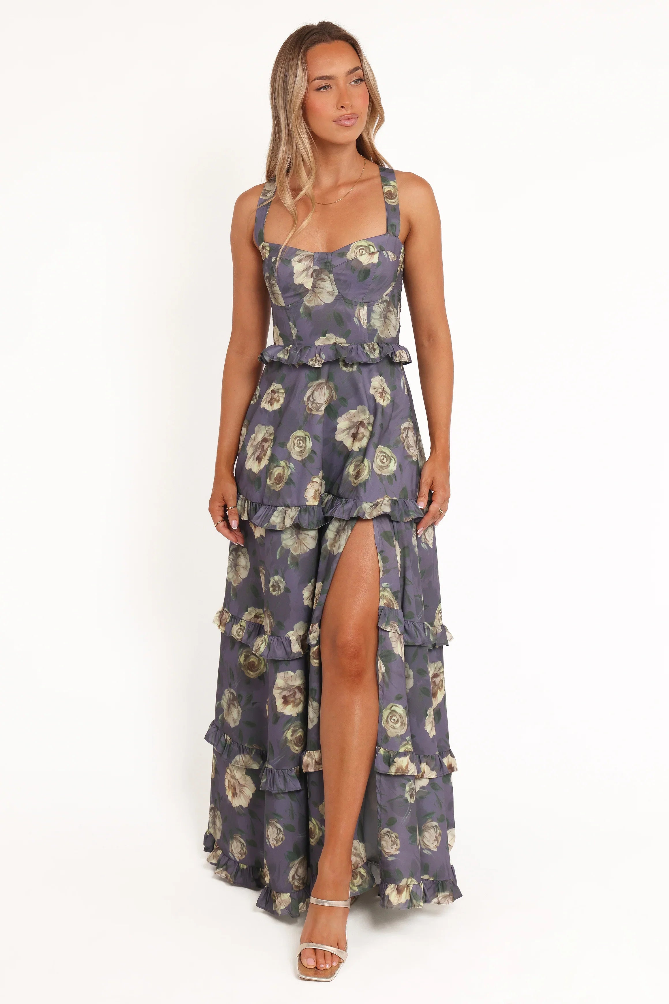 Lillee Tiered Maxi Dress Lavender Floral