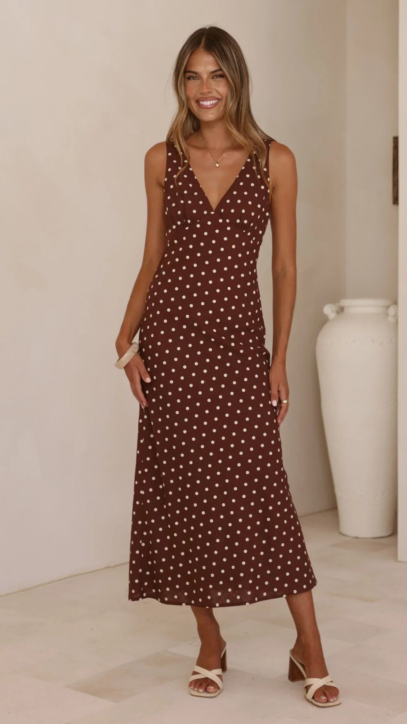 Sammie Maxi Dress Chocolate Nude Spot