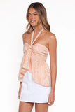 Klara Halter Top Peach Floral