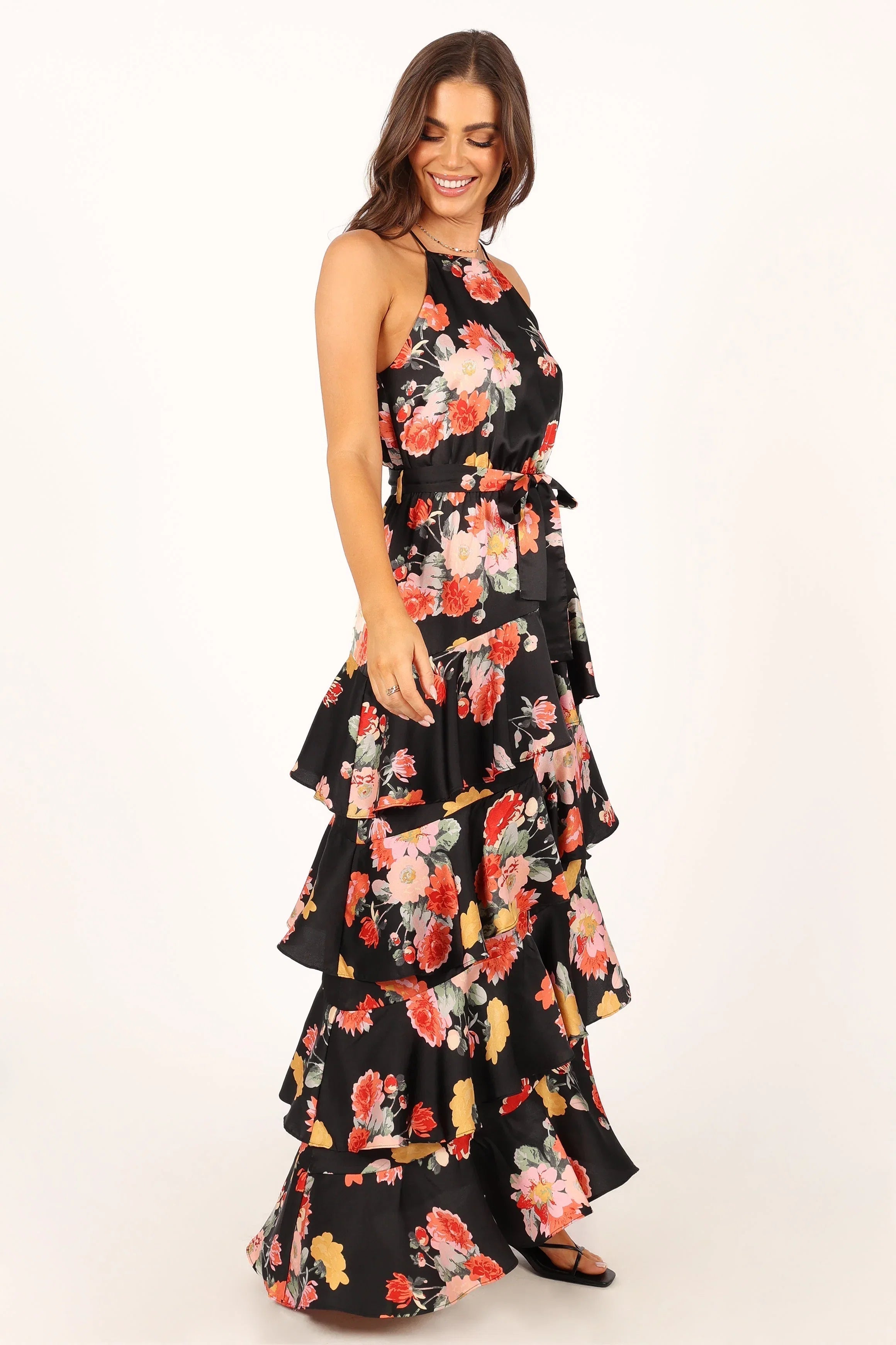 Sarona Halterneck Maxi Dress Black Floral