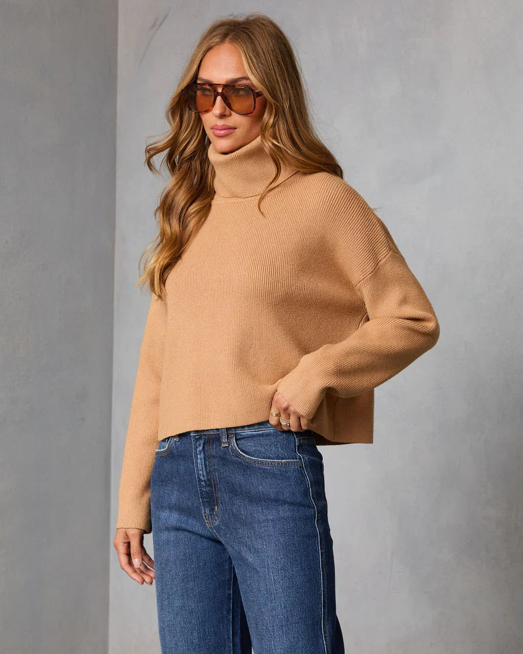 Latte Lover Turtleneck Knit Sweater