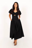 Maria Puff Sleeve Midi Dress Black
