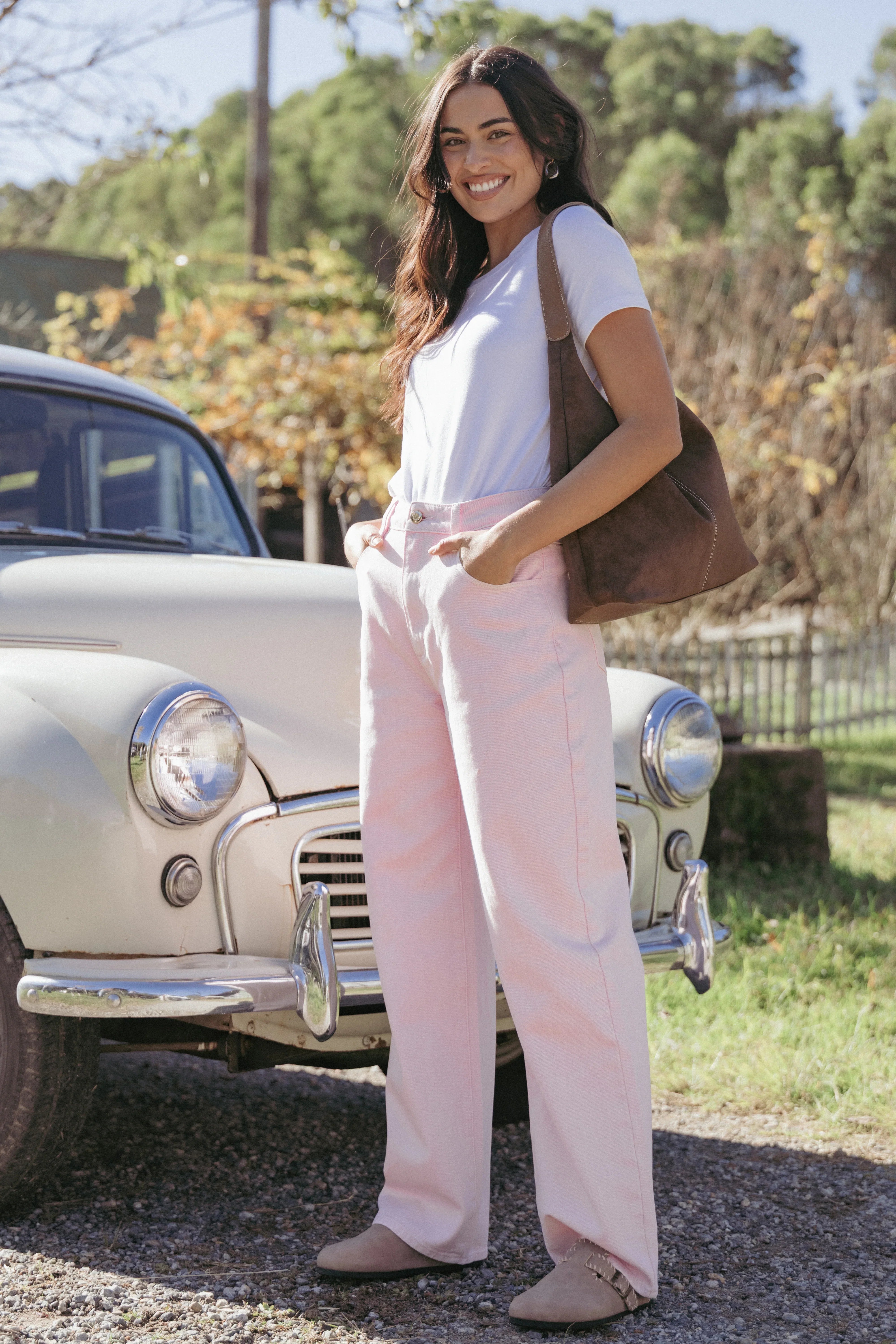 Ailis Wide Leg Jean Dusty Pink