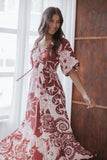 Shanae Maxi Dress Pink Brown Paisley