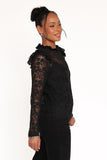 Lettie Lace Ruffle Top Black