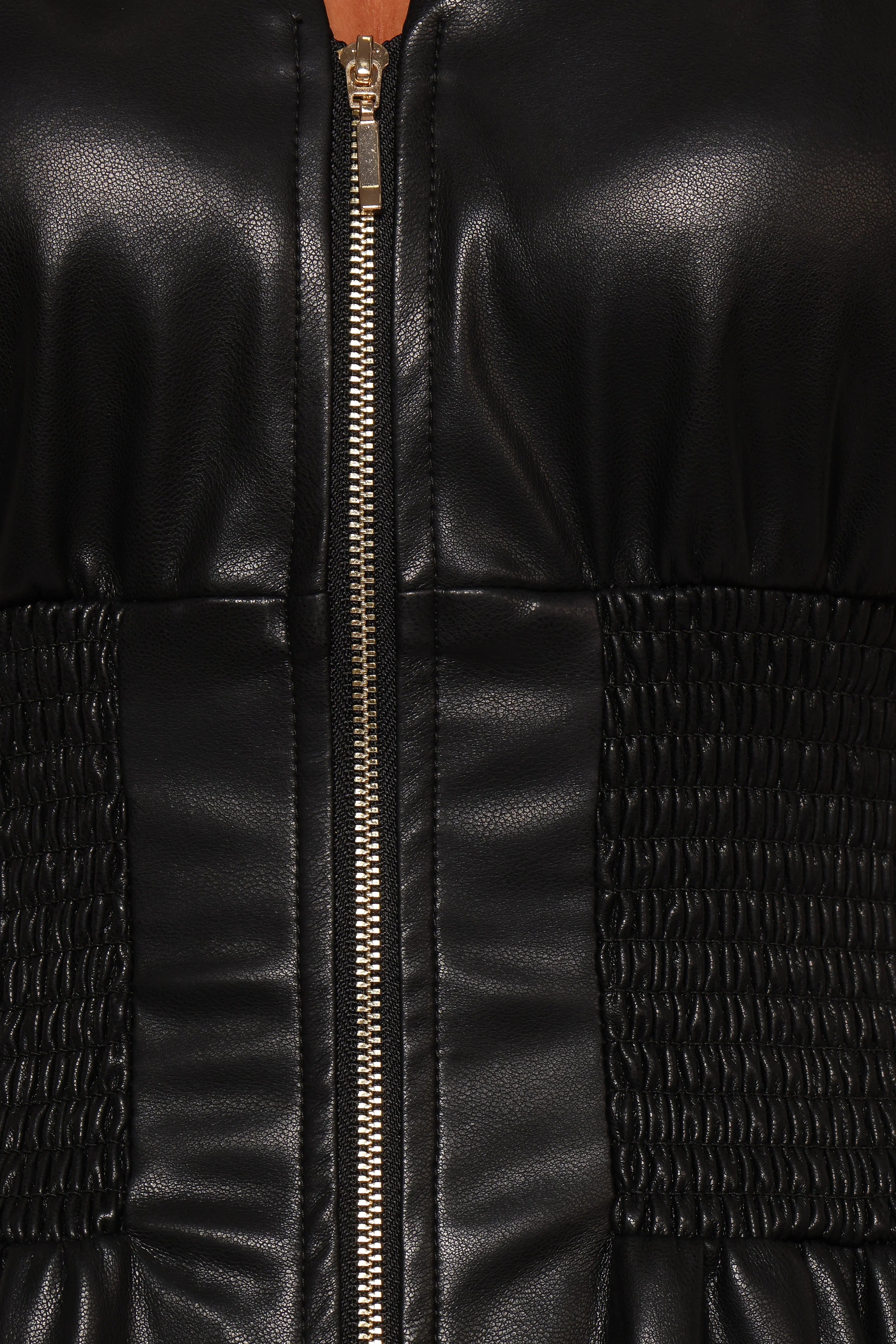 Lizzi Faux Leather Midi Dress Black