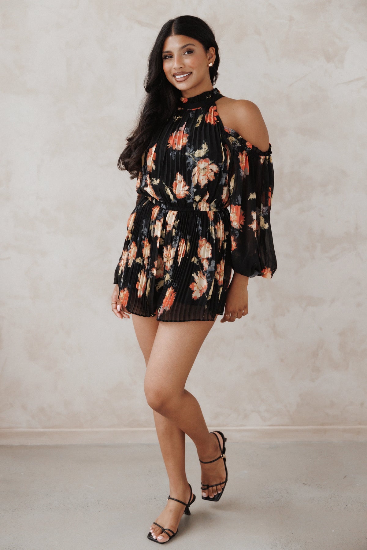 Hillary Romper Black Floral