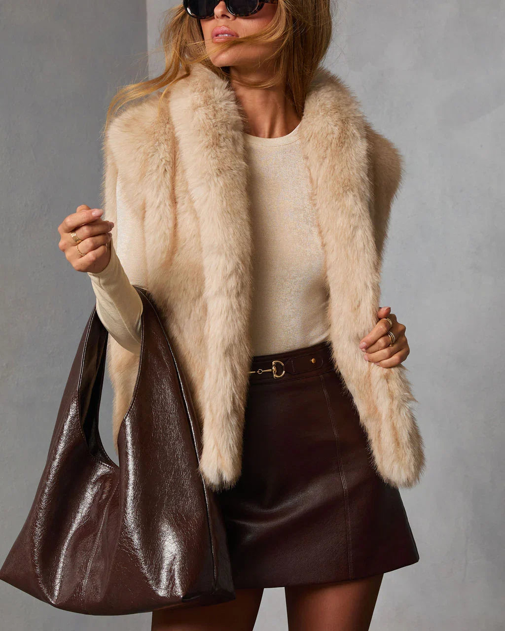Elowen Sage Faux Fur Vest