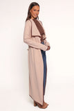 Vallis Contrast Trim Long Cardigan Beige