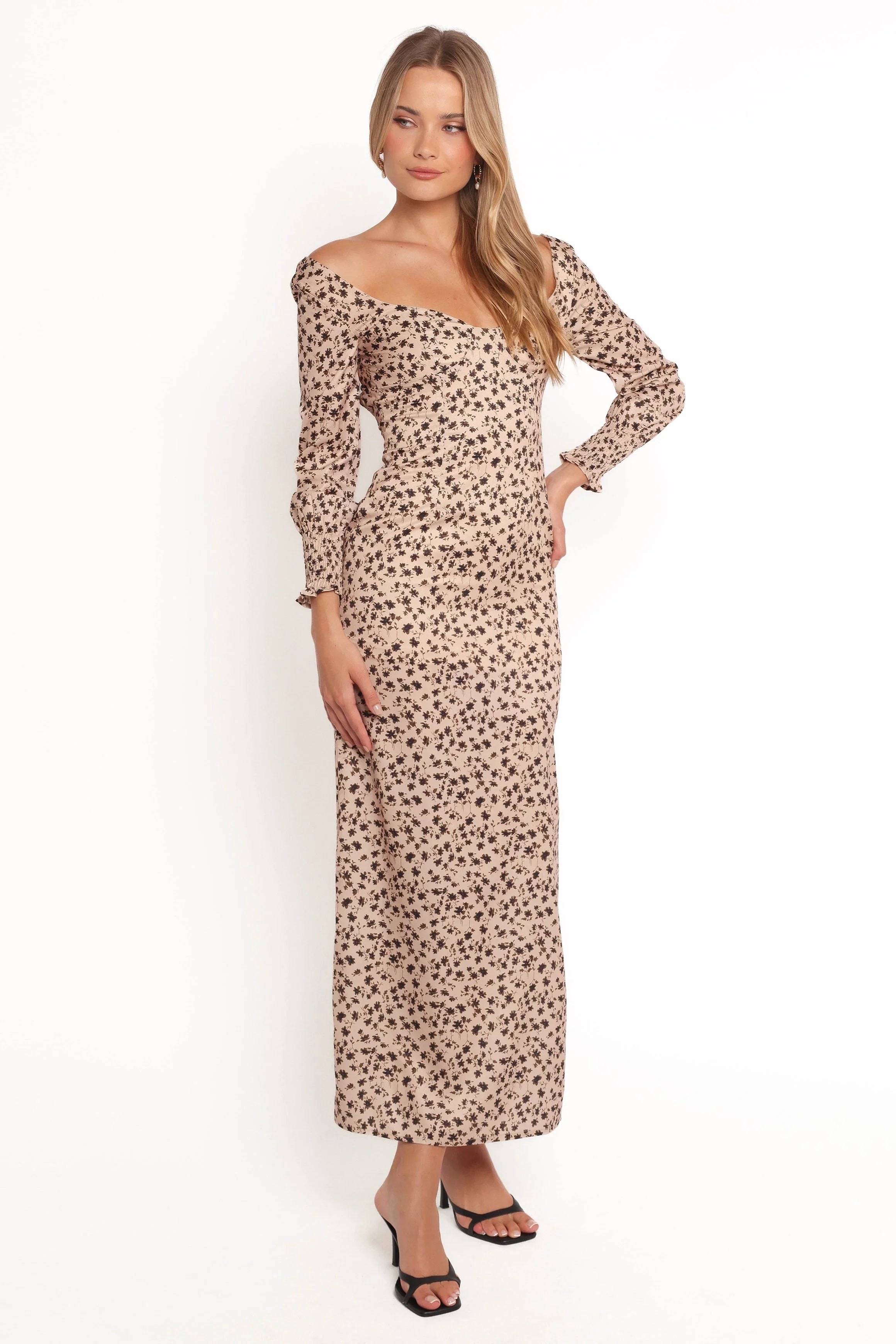 Gisella Long Sleeve Midi Brown Floral