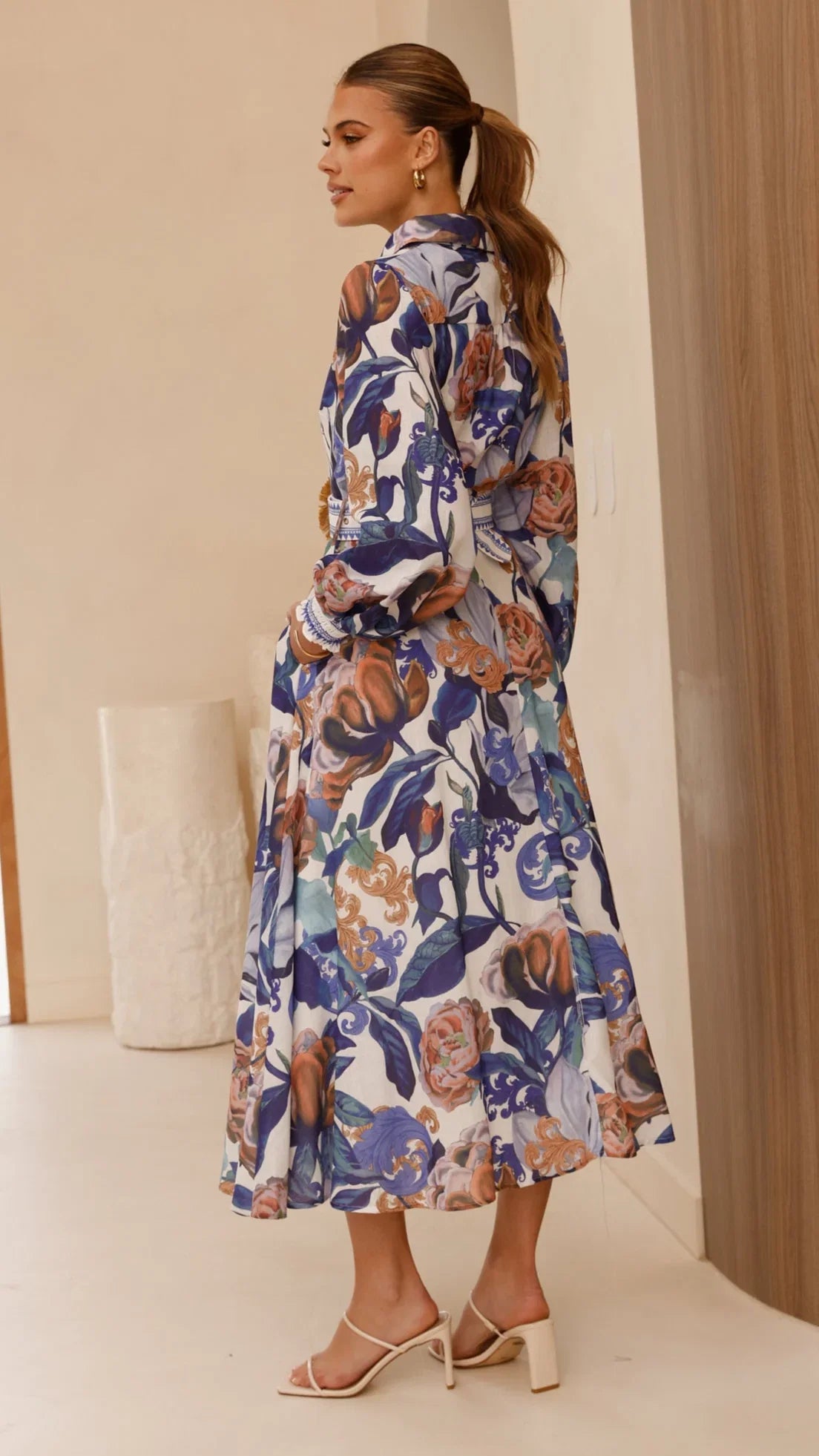 Aida Long Sleeve Maxi Dress Azure Blue