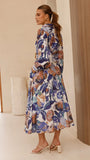 Aida Long Sleeve Maxi Dress Azure Blue