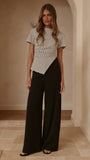 Tiarna Side Ruched Tee Black White Stripe
