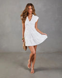 Mirza Collared Eyelet Mini Dress