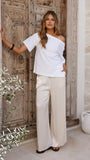 Aziel Off Shoulder Tee White