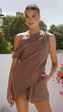 Liana Off Shoulder Top Shorts Set Chocolate