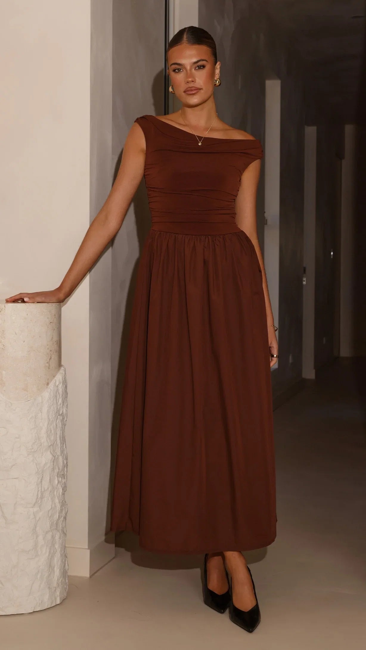 Immy Midi Dress Brown