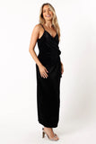 Renarde Wrap Velvet Midi Dress Black