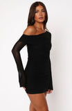 I Feel Love Long Sleeve Mini Dress Black