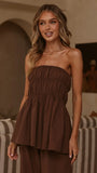 Maison Strapless Top Pants Set Chocolate