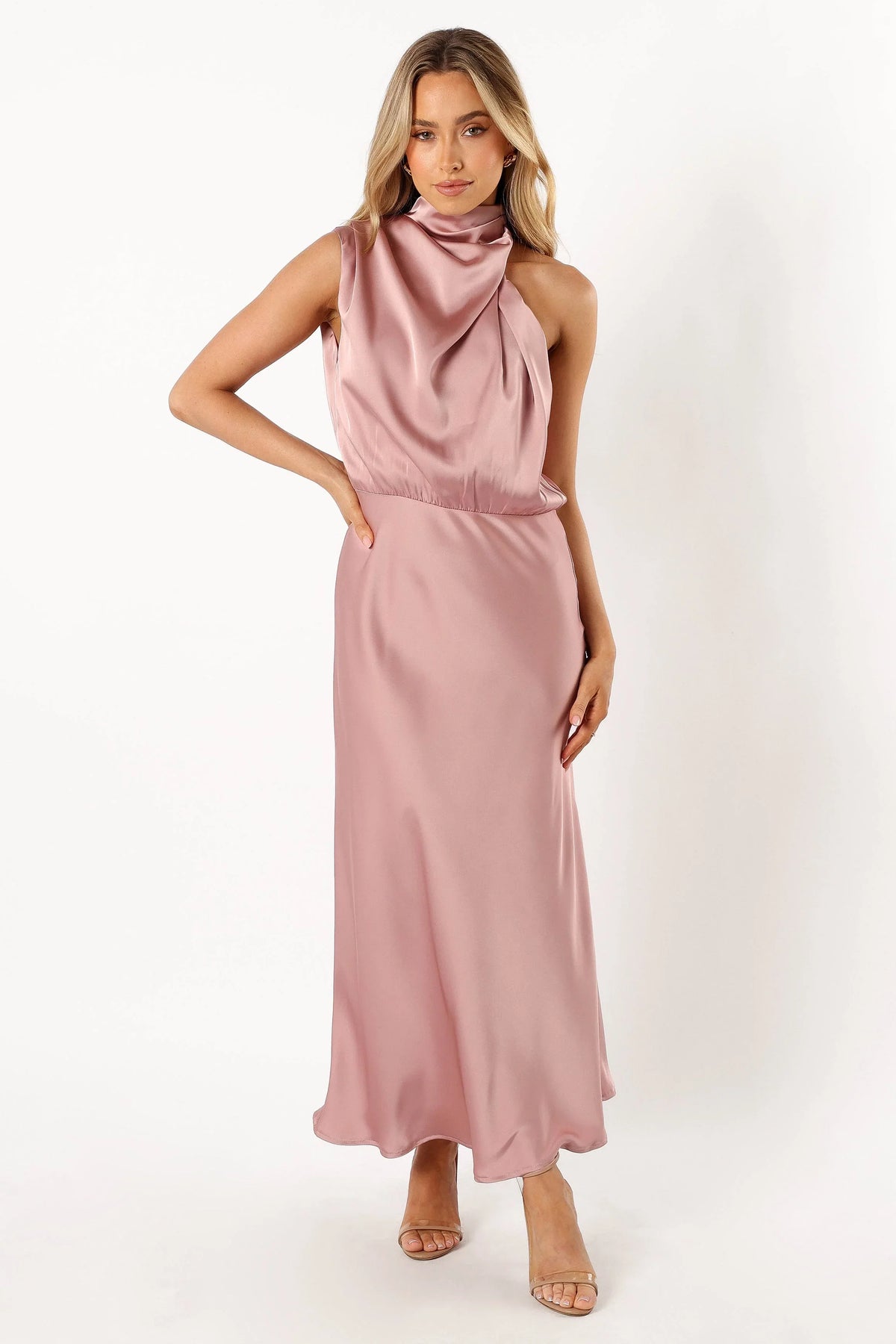 Anabelle Halter Neck Midi Dress Blush