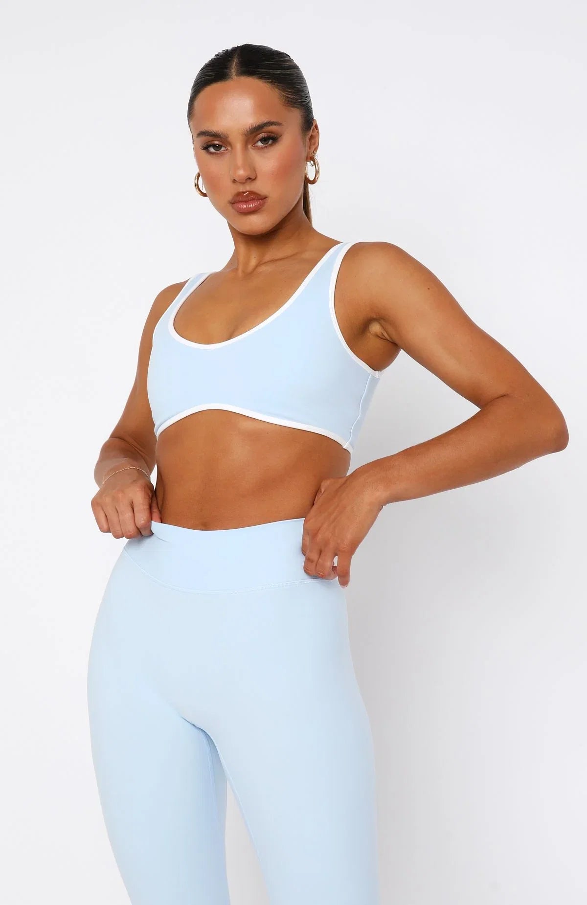 Ill Prove It Sports Crop Baby Blue White
