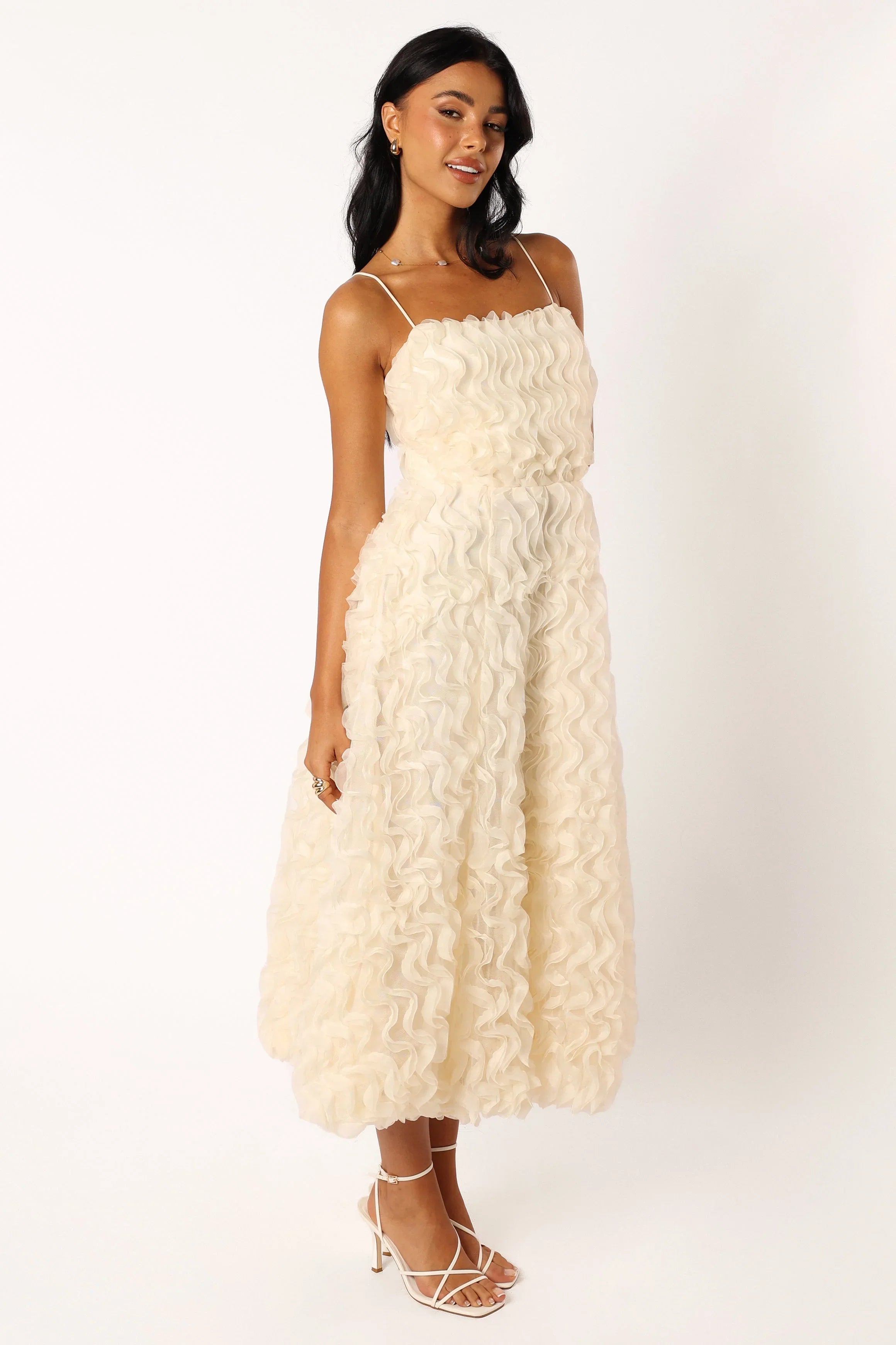 Kade Textured Midi Dress White
