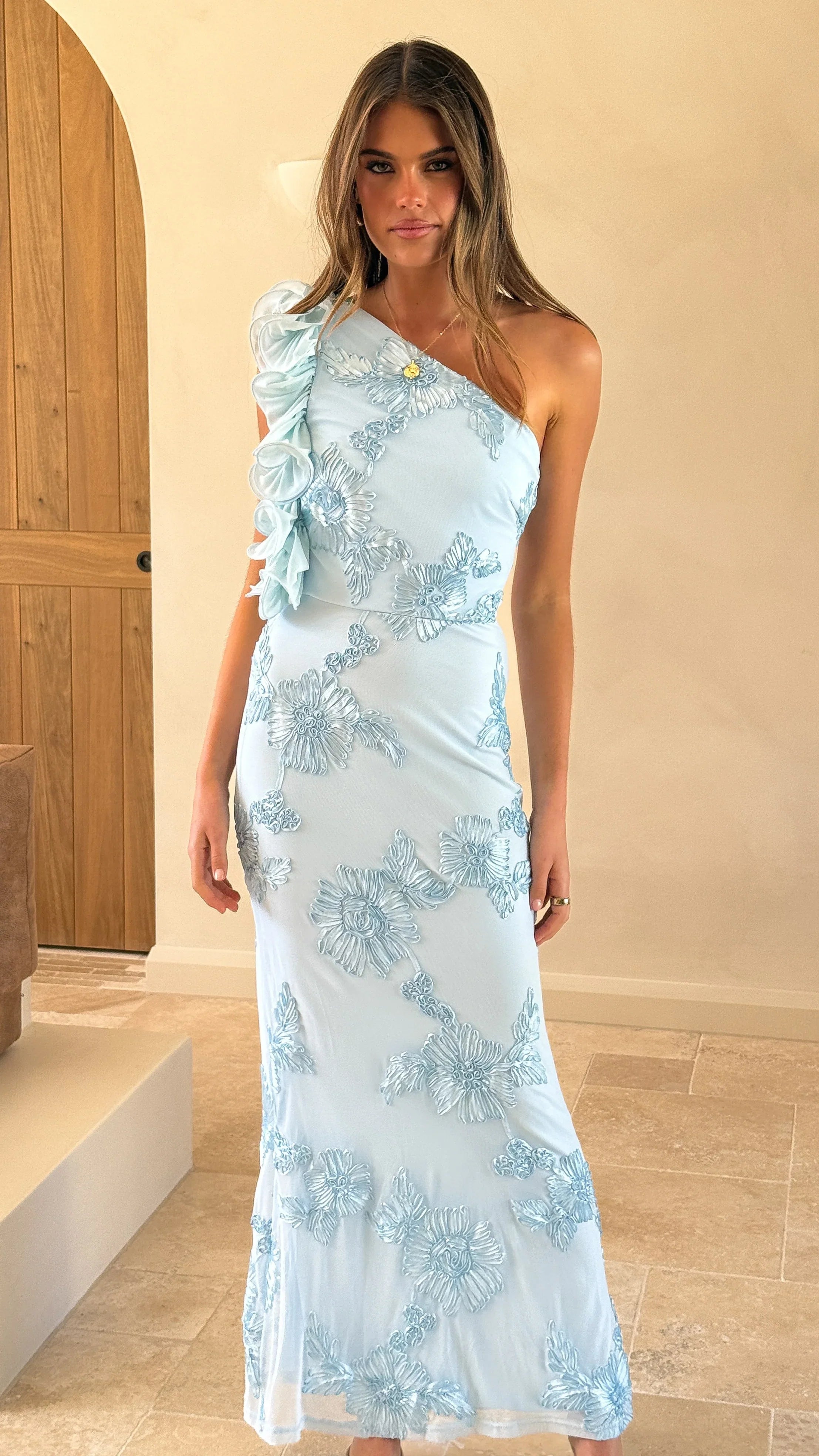 Darlee Maxi Dress Baby Blue Floral