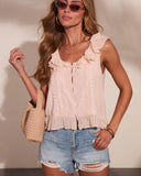 Gentle Style Ruffle Trim Top