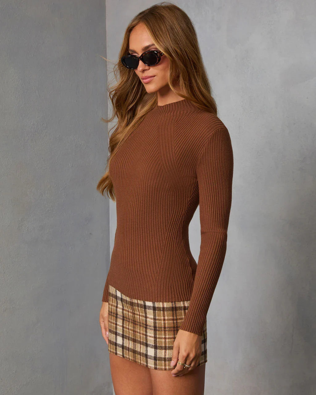 Tobey Ribbed Mock Neck Sweater