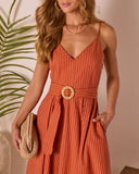 Bungalow Bliss Striped Belted Midi Dress