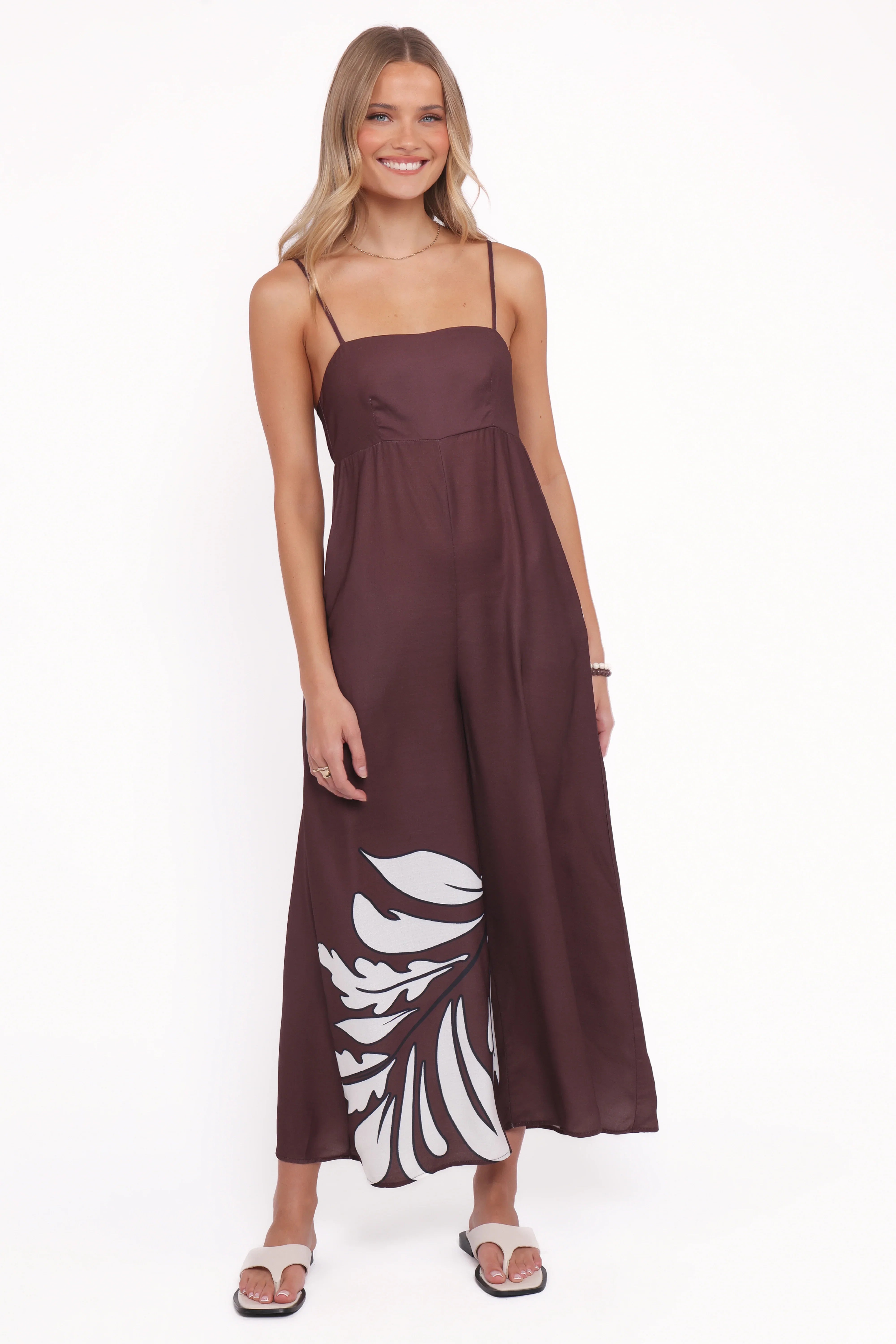 Delfina Jumpsuit Brown Palm