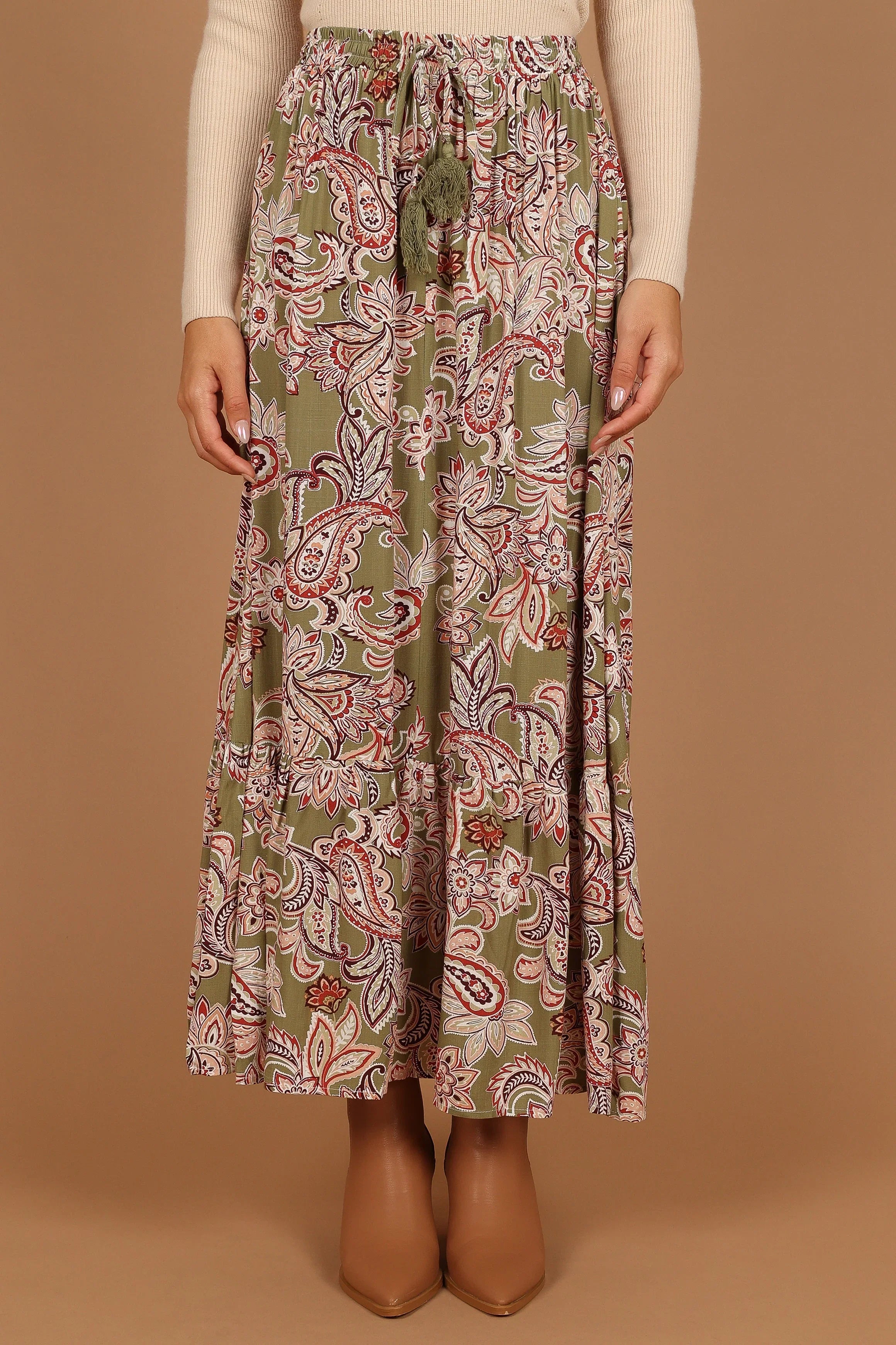 Katherine Skirt Olive Paisley