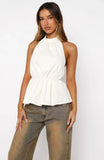 Hi Hunny Halter Top White