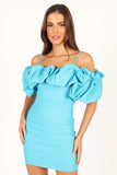 Sia Ruffle Mini Dress Aqua
