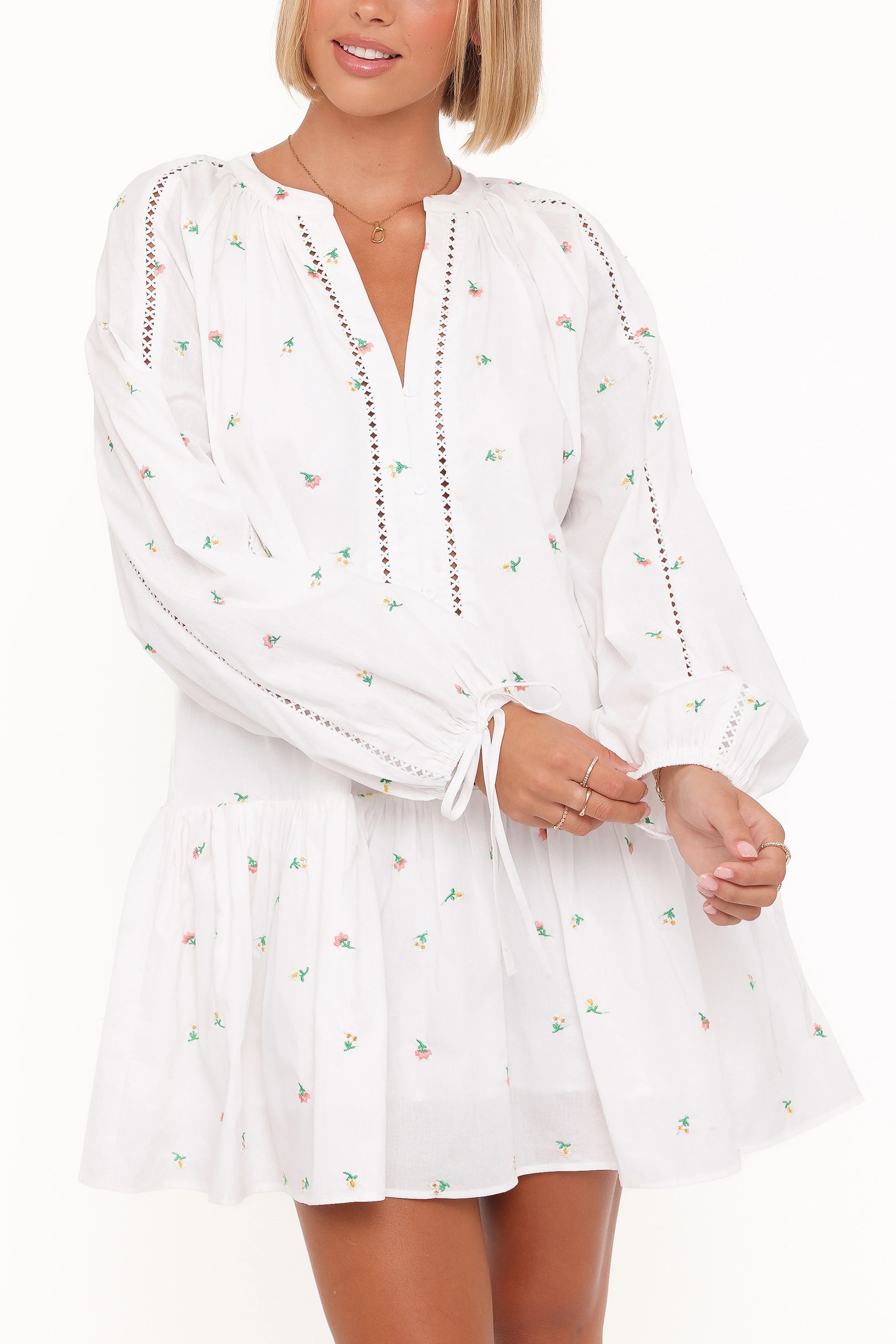 Hart Long Sleeve Mini Dress White Floral