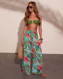 Arellie Tropical Floral Waist Tie Cover Up Pants