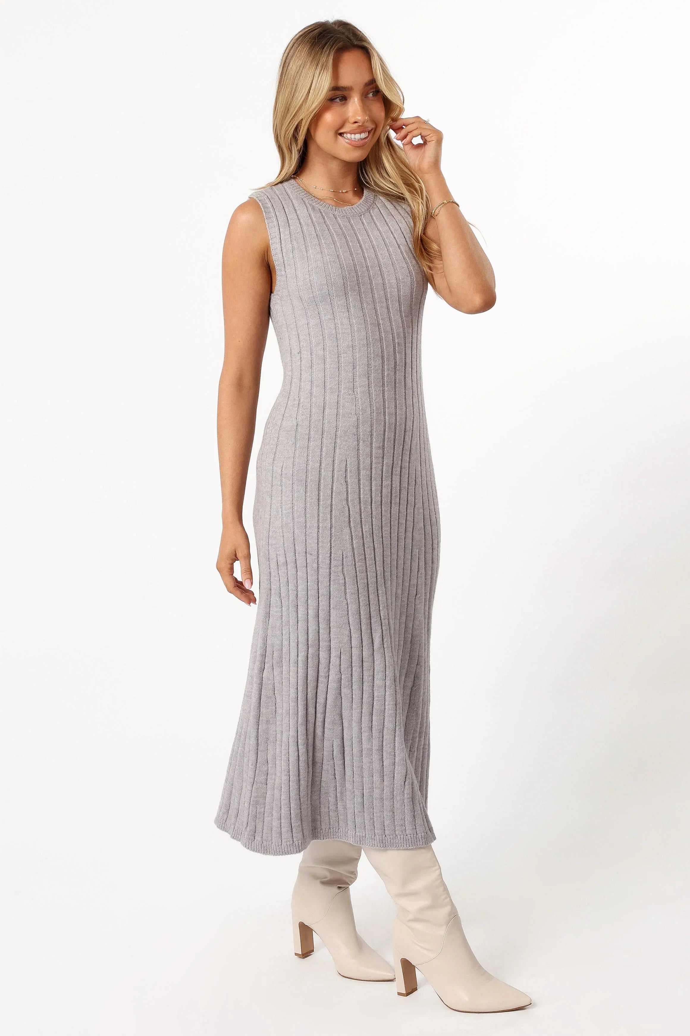 Kellie Knit Midi Dress Grey