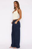 Bring The Style Low Rise Wide Leg Jeans Dark Blue