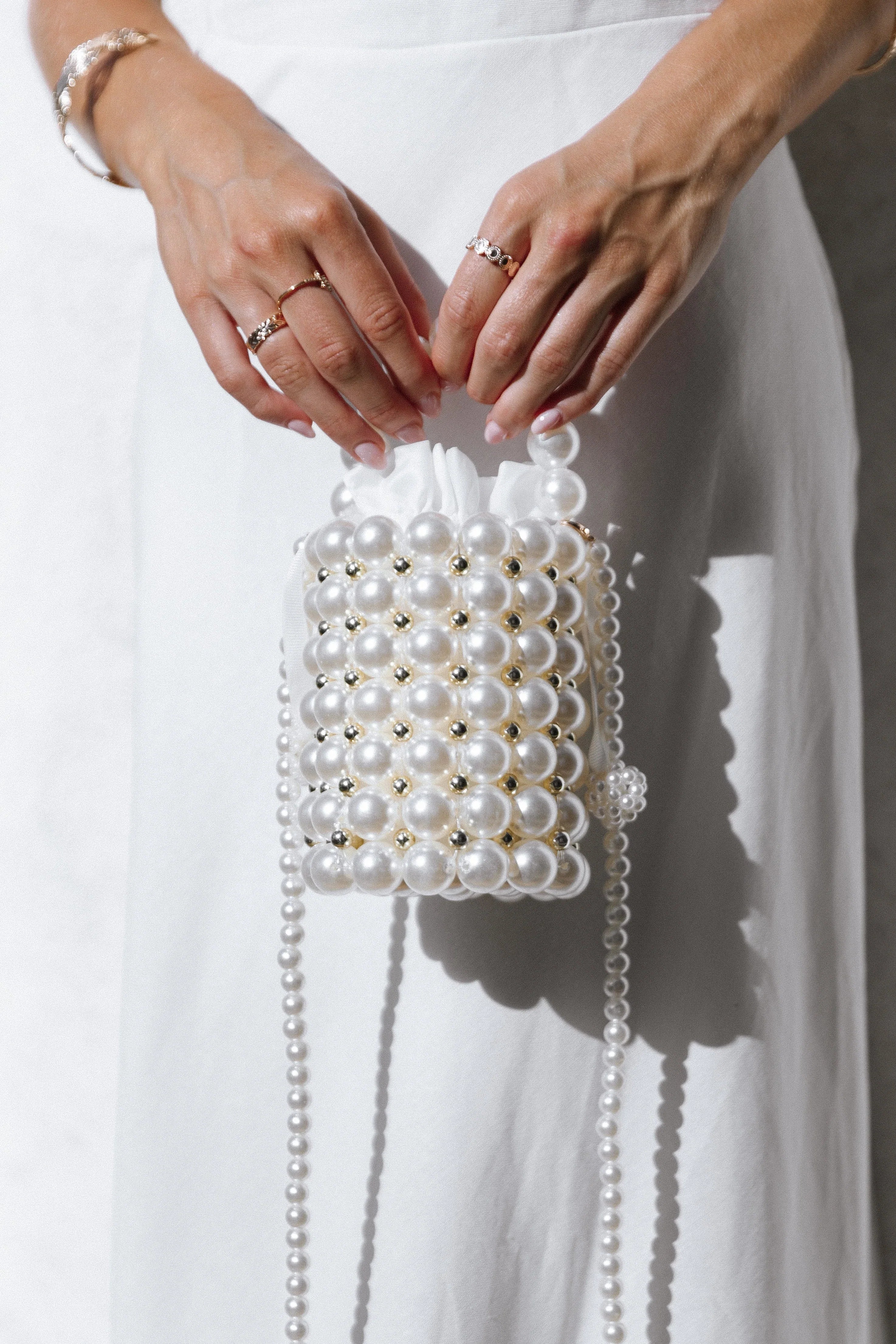 Eleanor Beaded Bag Pearl