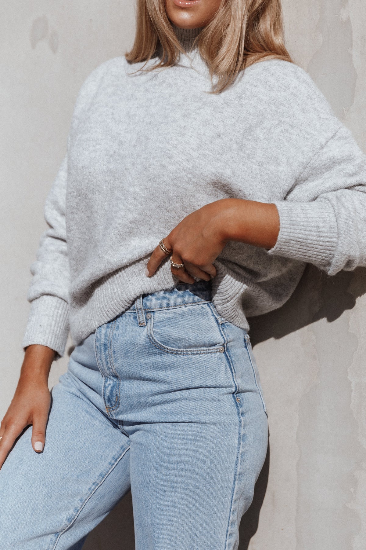 Brianna Mockneck Knit Sweater Heather Grey