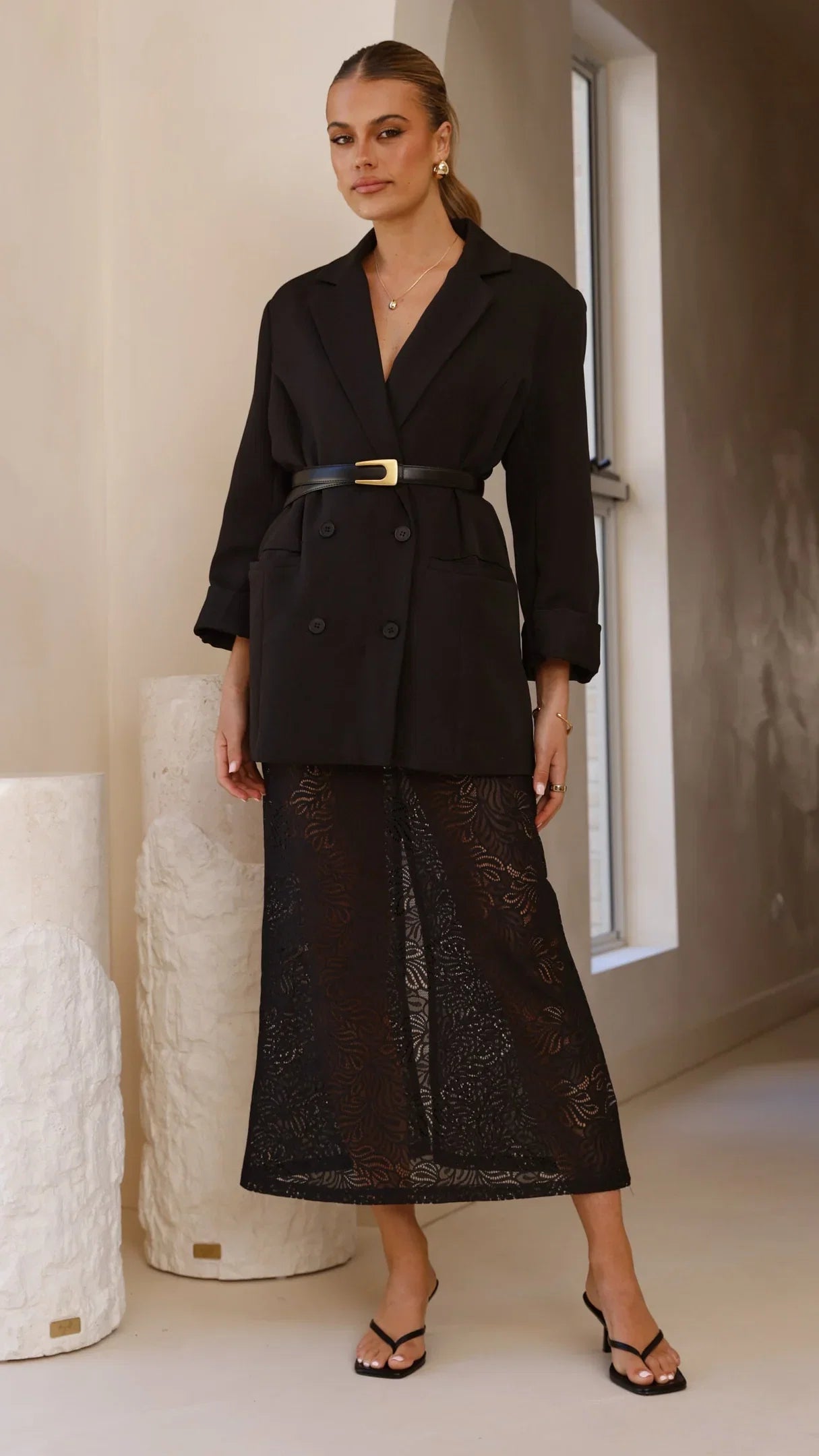 Louisa Lace Maxi Skirt Black