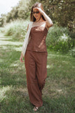 Dalia Eyelet Pant Brown