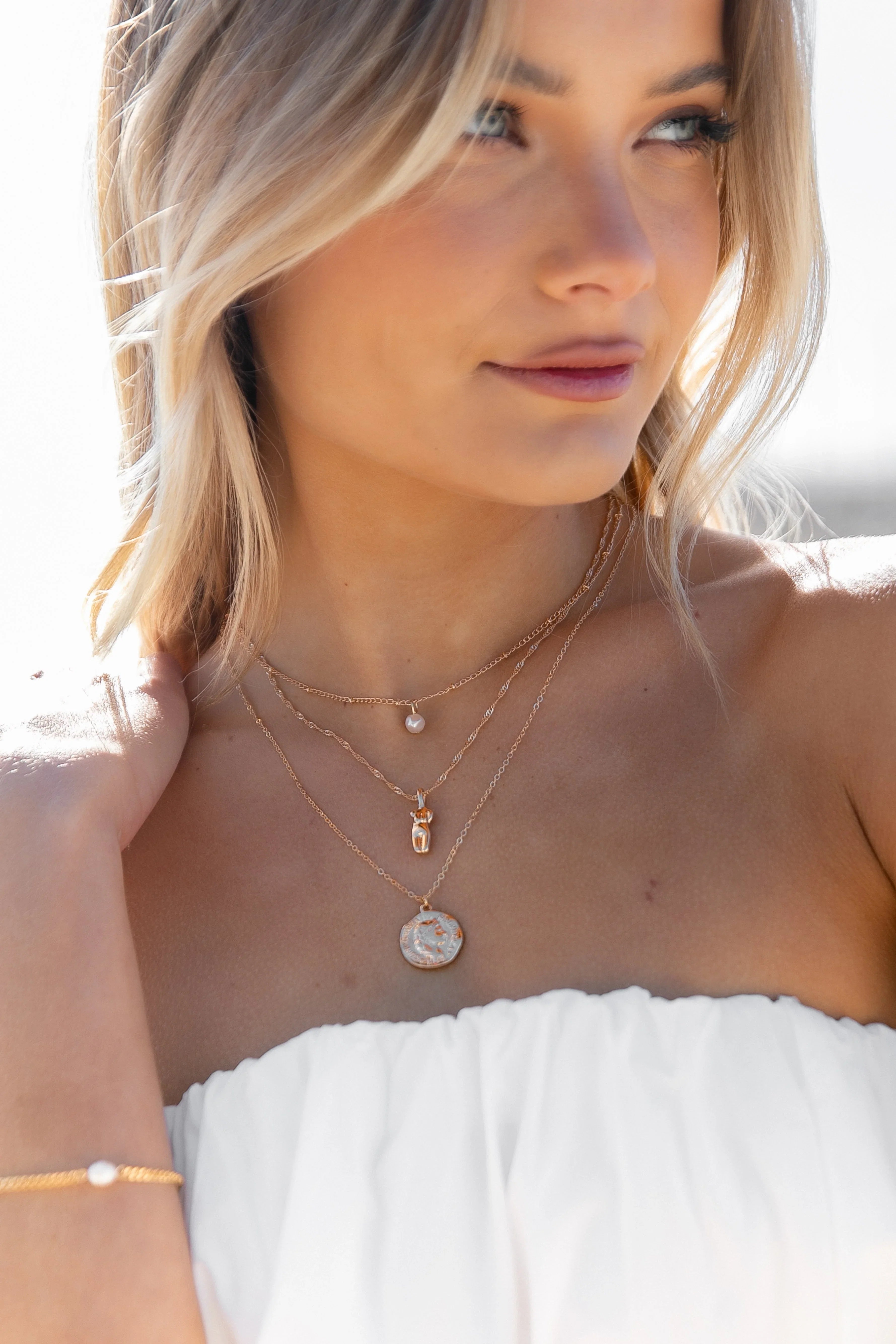Enchante 5 Layer Necklace Set Gold