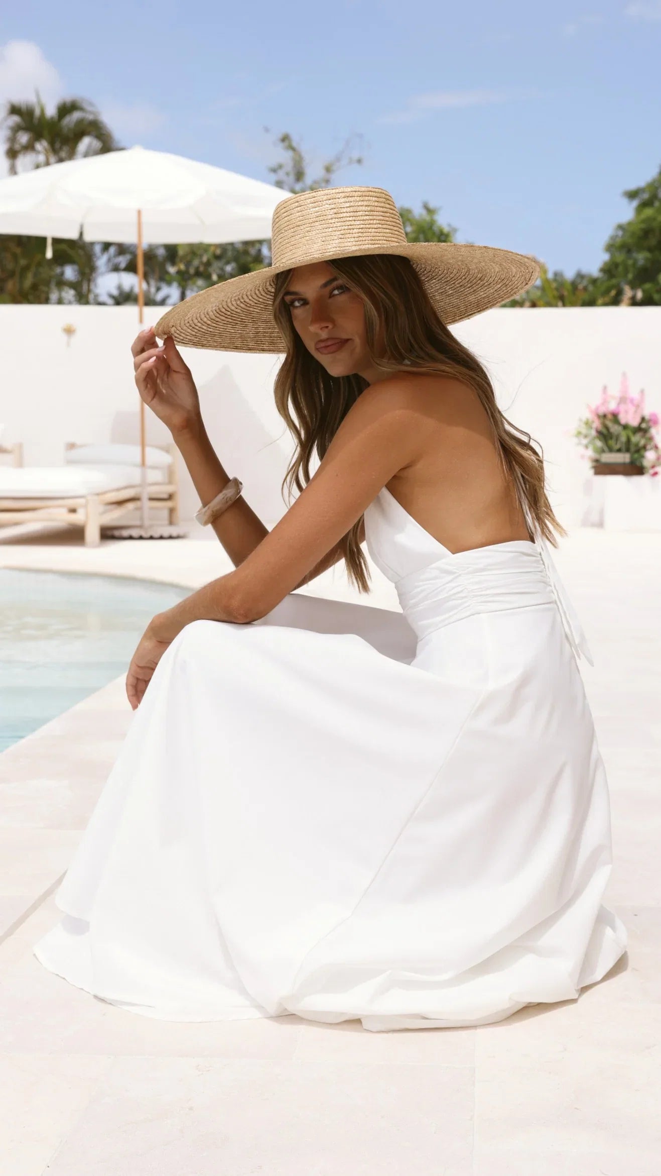 Kathy Halter Neck Maxi Dress White