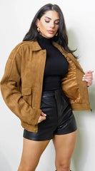 Rouxen Faux Suede Jacket Camel