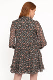 Jinny Long Sleeve Mini Dress Dark Green Multi