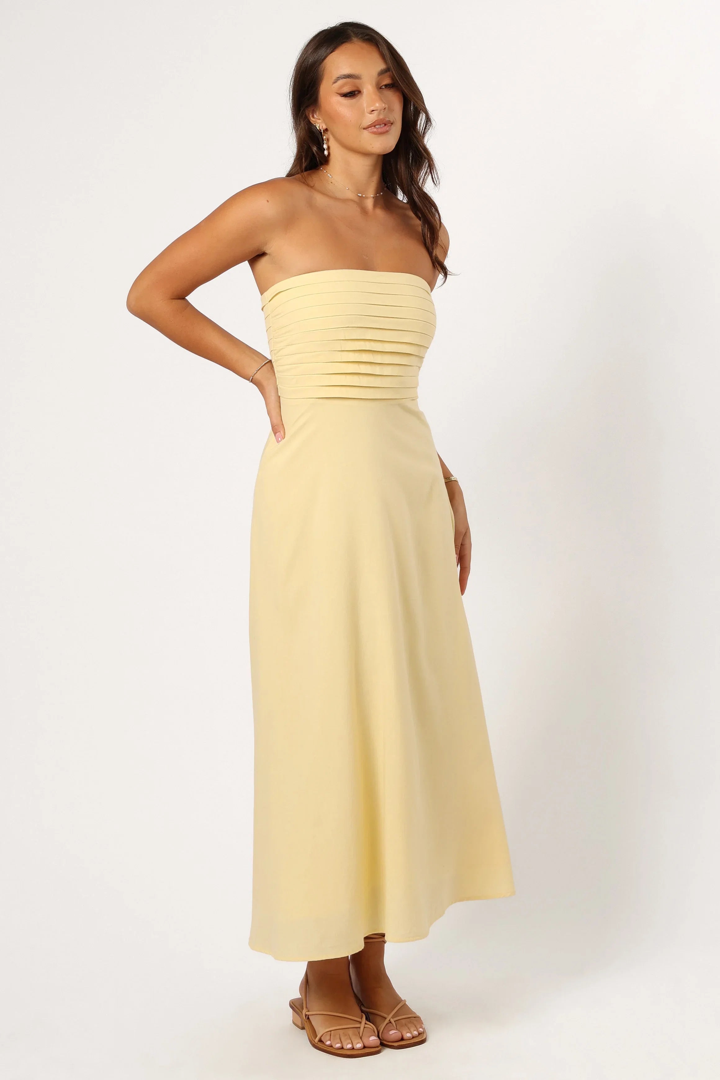 Kenna Strapless Maxi Dress Butter Yellow