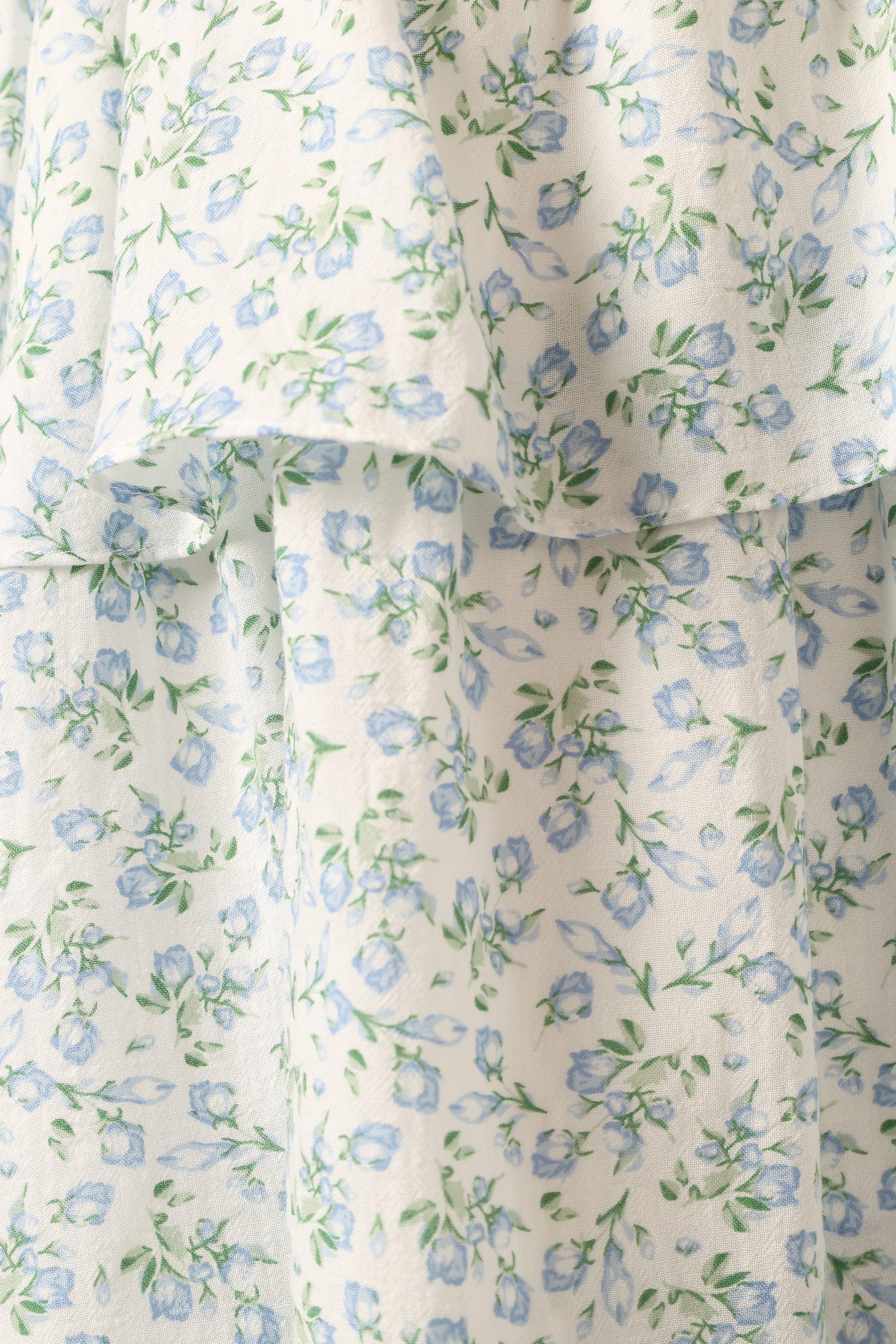 Kylah Ruffle Mini Dress White Blue Floral
